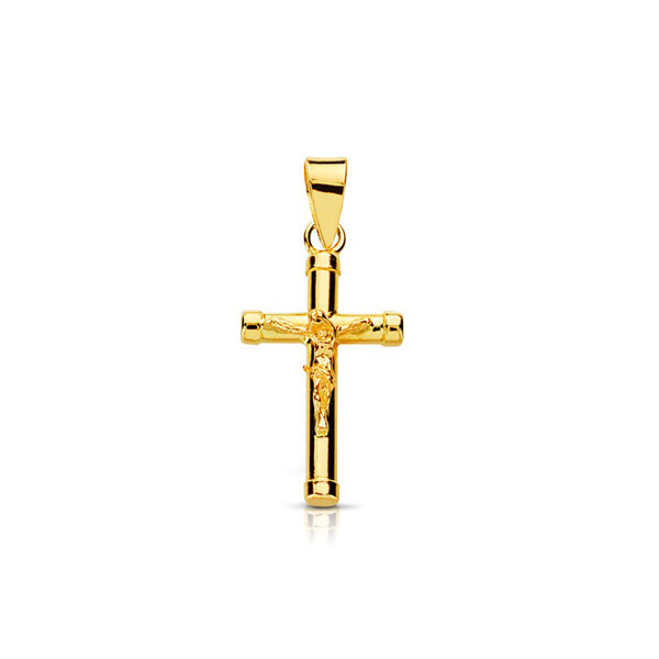 Cruz Oro Amarillo 18K Cristo Brillo 15 x 9,5 mm