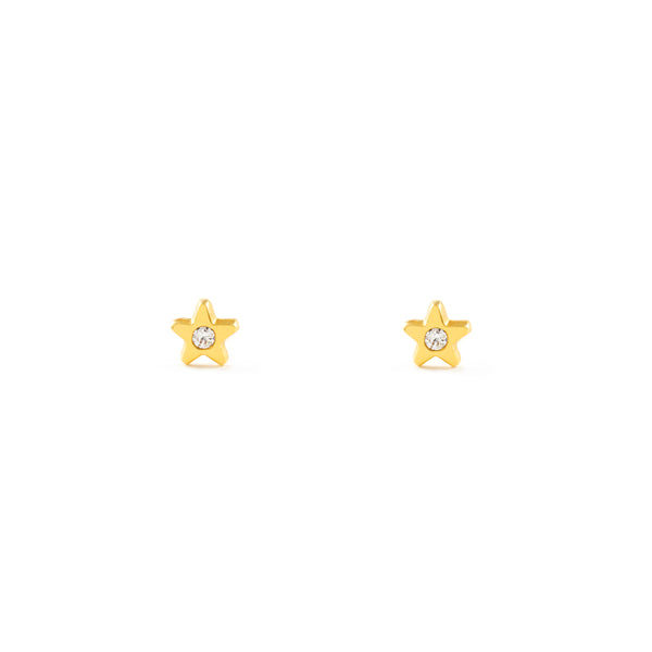 Pendientes Bebe Oro Amarillo 18K Estrella Circonita Brillo