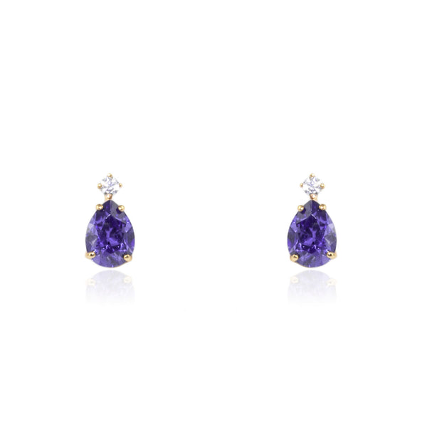 9ct Yellow Gold Teardrop Amethyst Earrings shine