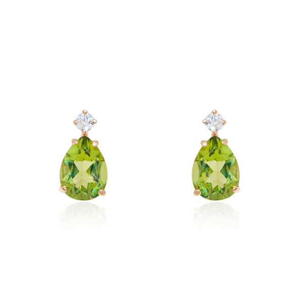 9ct Yellow Gold Teardrop Peridot Earrings shine