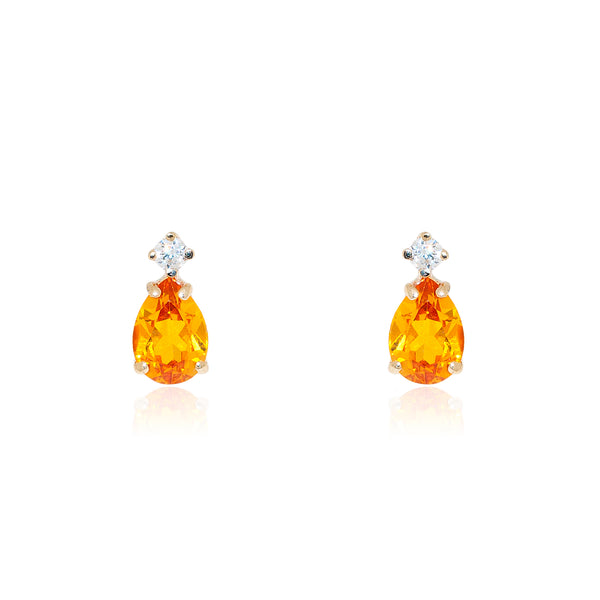 9ct Yellow Gold Teardrop Topaz Citrine Earrings shine