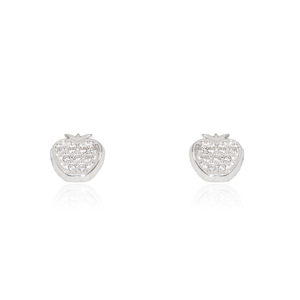 9ct White Gold Flower Cubic Zirconias Children's Girls Earrings shine