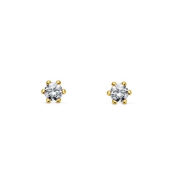 18ct Yellow Gold Cubic Zirconia 5 mm Earrings shine