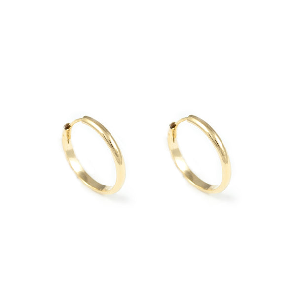 18ct Yellow Gold Hoops Earrings shine 14x2 mm