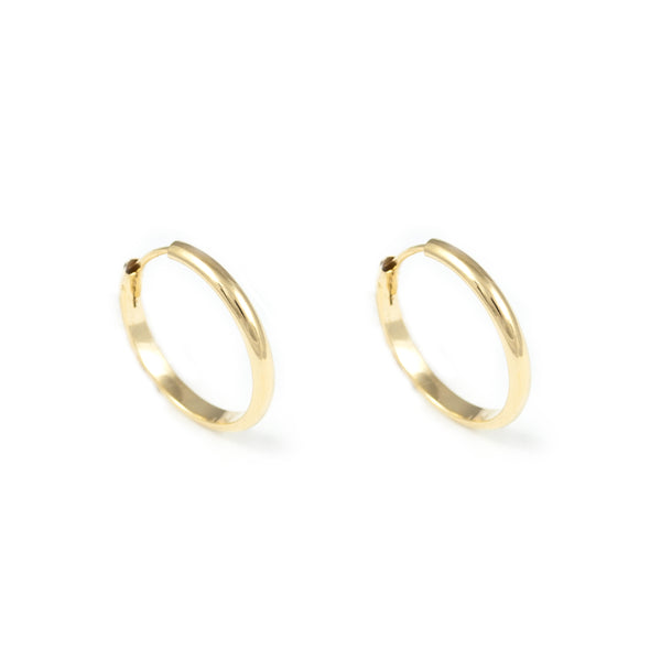 18ct Yellow Gold Hoops Earrings shine 16x2 mm