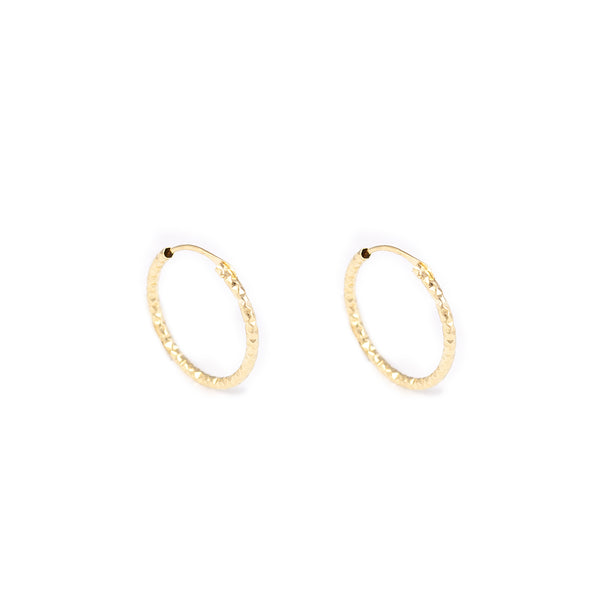 18ct Yellow Gold Hoops carved Earrings 15x1.2 mm