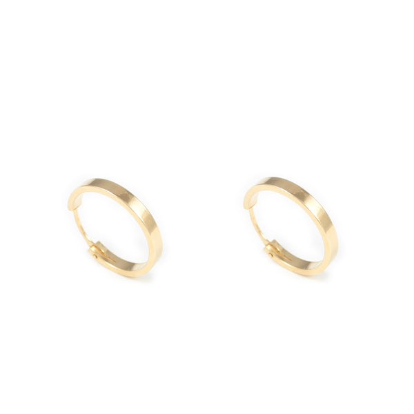 18ct Yellow Gold Rectangular Hoops Earrings shine 14x2 mm