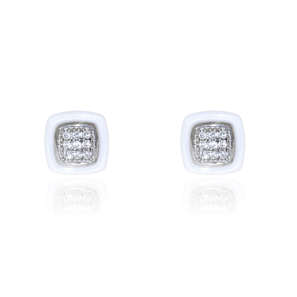 925 Sterling Silver Square Cubic Zircon shine earrings