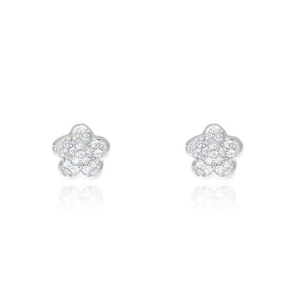 925 Sterling Silver Flower Cubic Zircon shine earrings