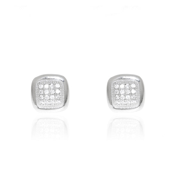 925 Sterling Silver Square Cubic Zircon shine earrings