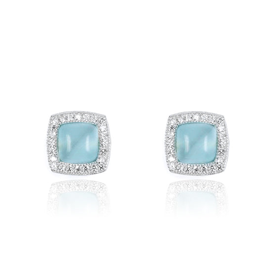 925 Sterling Silver Square Cubic Zircon shine earrings