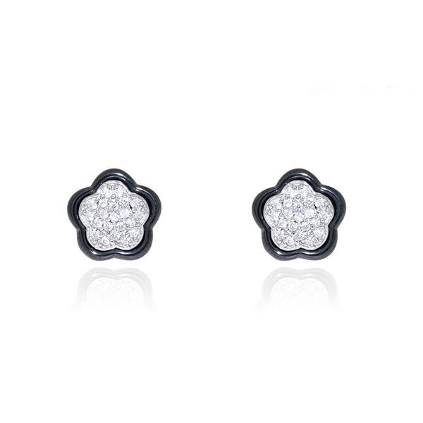 925 Sterling Silver Flower Cubic Zircon shine earrings