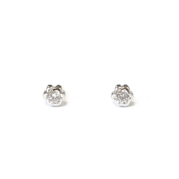 925 Sterling Silver Flower Cubic Zircon Children's shine earrings