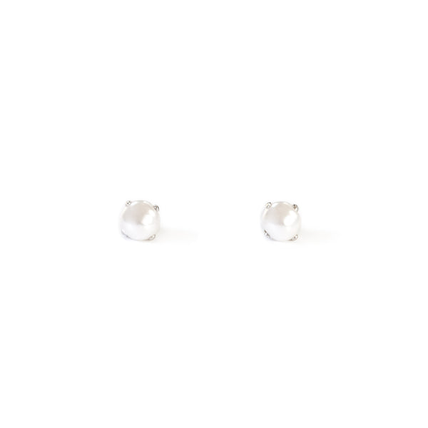 Pendientes Plata de Ley Perla Redonda 4 mm Brillo