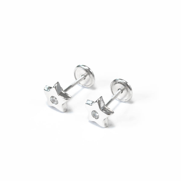 925 Sterling Silver Star Cubic Zircon shine earrings