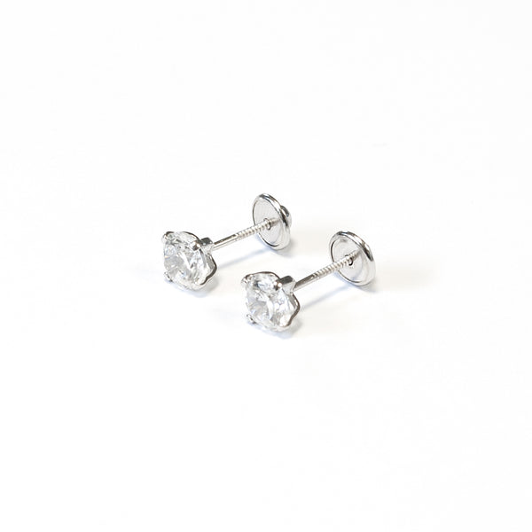 925 Sterling Silver Cubic Zircon 5 mm shine earrings