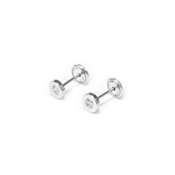 925 Sterling Silver Round Cubic Zircon Children's shine earrings