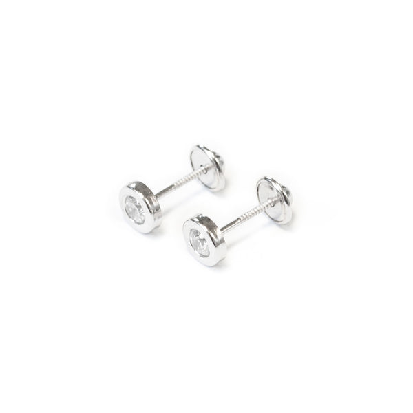 925 Sterling Silver Round Cubic Zircon Children's shine earrings