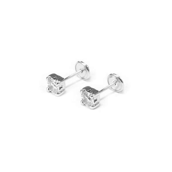 925 Sterling Silver Cubic Zircon 4 mm shine earrings