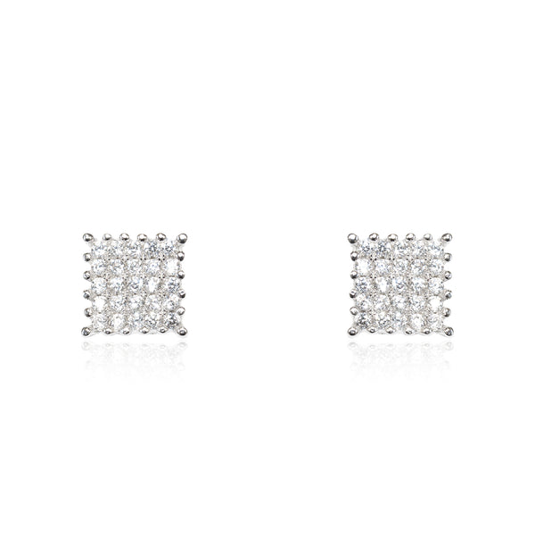 925 Sterling Silver Square Cubic Zircon shine earrings