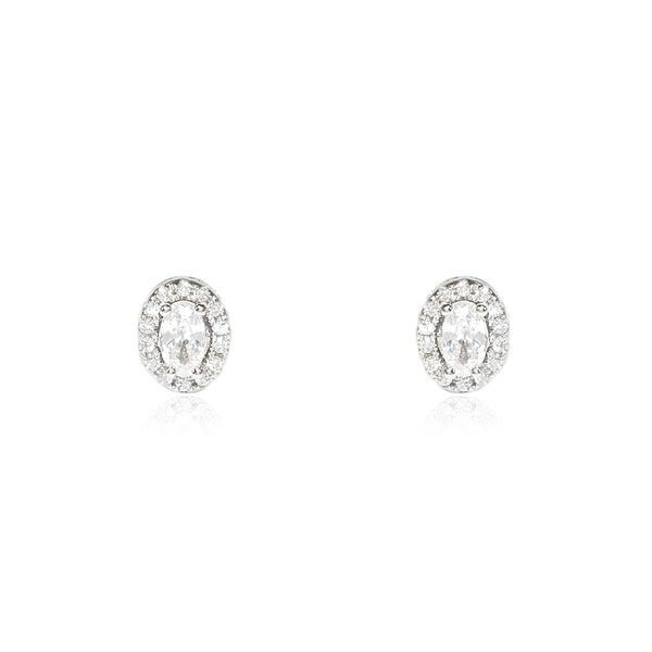 925 Sterling Silver Oval Cubic Zircon shine earrings