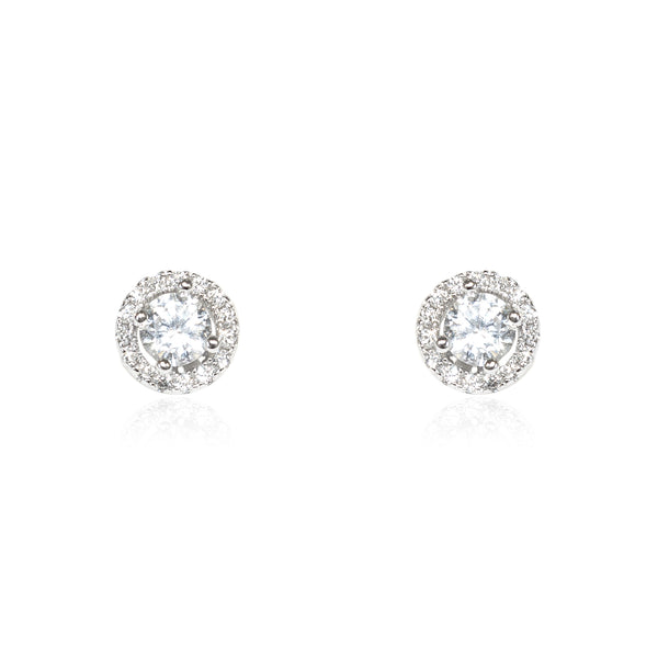 925 Sterling Silver Round Cubic Zircon shine earrings