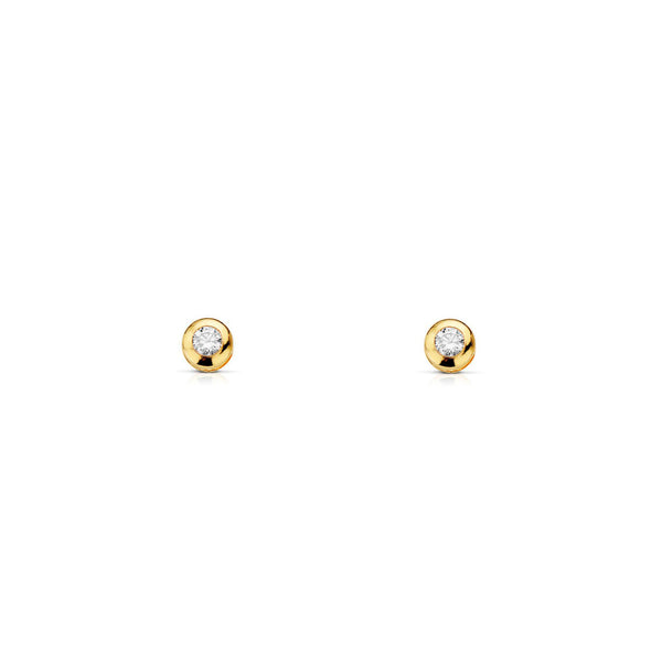 18ct Yellow Gold Gallery Cubic Zirconia 2.5 mm Children's Baby Girls Earrings shine