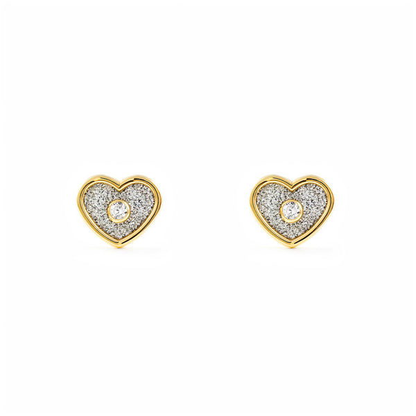 9ct Yellow Gold Heart Cubic Zirconia Earrings shine