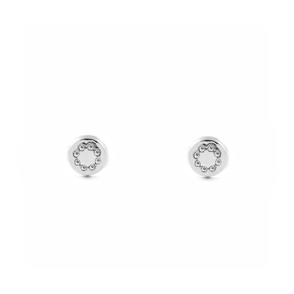 9ct White Gold Round Cubic Zirconias Children's Baby Girls Earrings shine