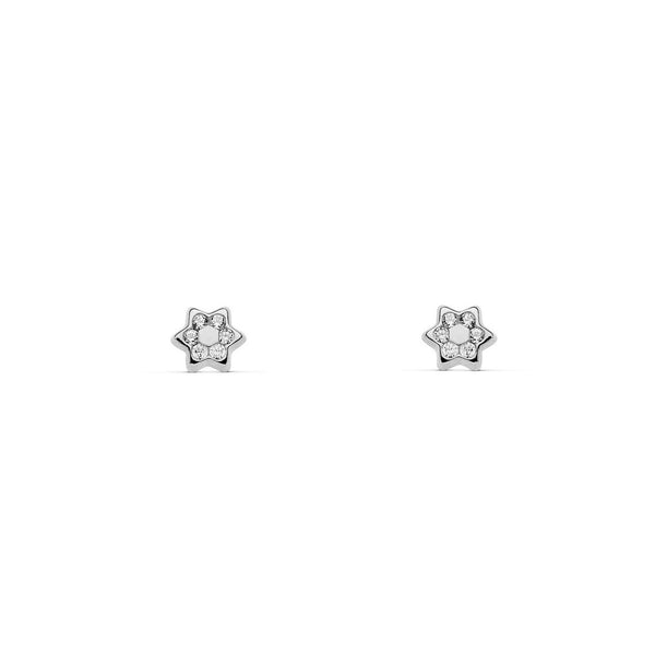 9ct White Gold Star Cubic Zirconias Children's Baby Girls Earrings shine