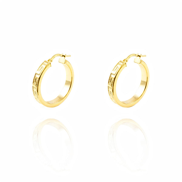 18ct Yellow Gold Greece Hoops Earrings 24x4 mm
