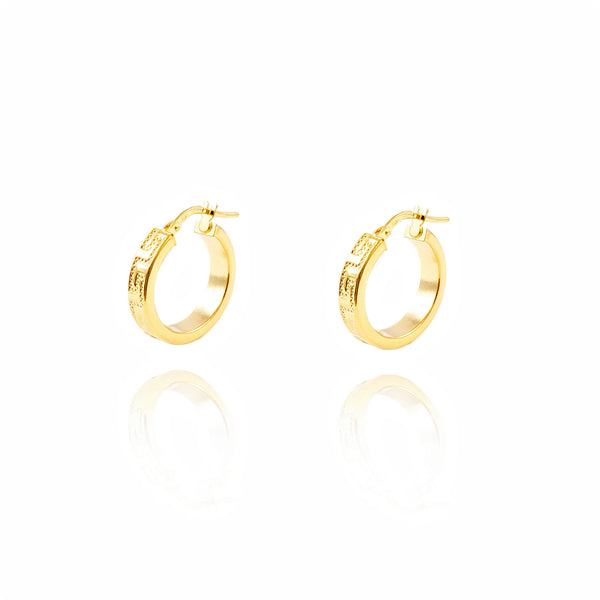 18ct Yellow Gold Greece Hoops Earrings 18x4 mm