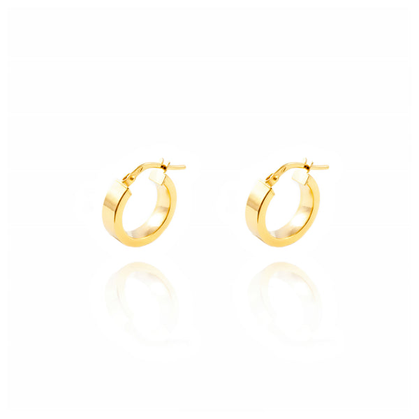 18ct Yellow Gold Rectangular Hoops Earrings shine 14x4 mm