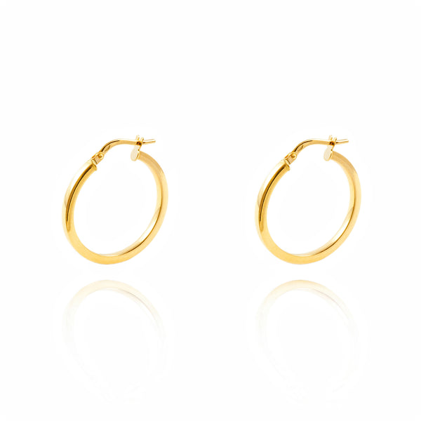 Pendientes Oro Amarillo 18K Aros Cuadrados Brillo 24 x 2 mm