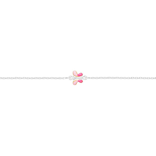 925 Sterling Silver Pink Enamel Butterfly bracelet shine