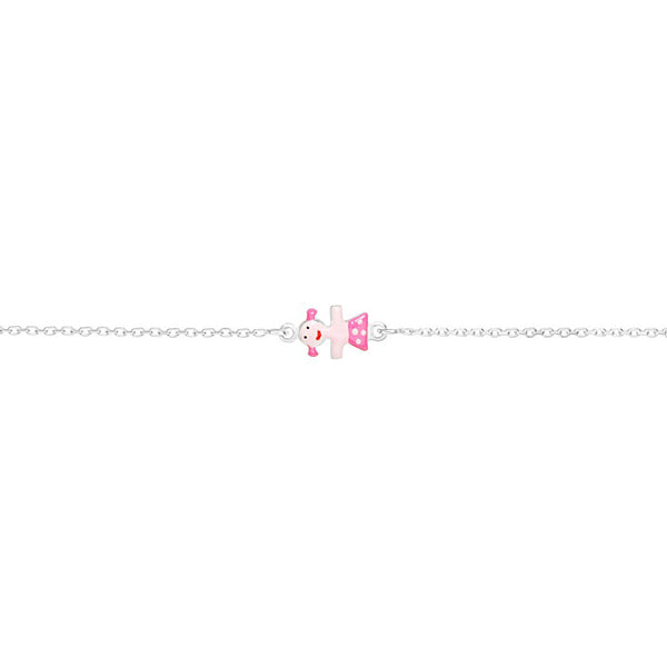 925 Sterling Silver Pink Enamel Girl bracelet shine