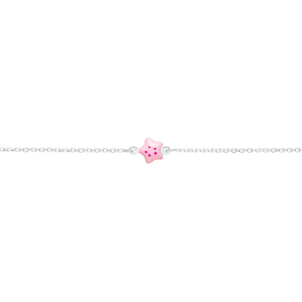 925 Sterling Silver Pink Enamel Star bracelet shine