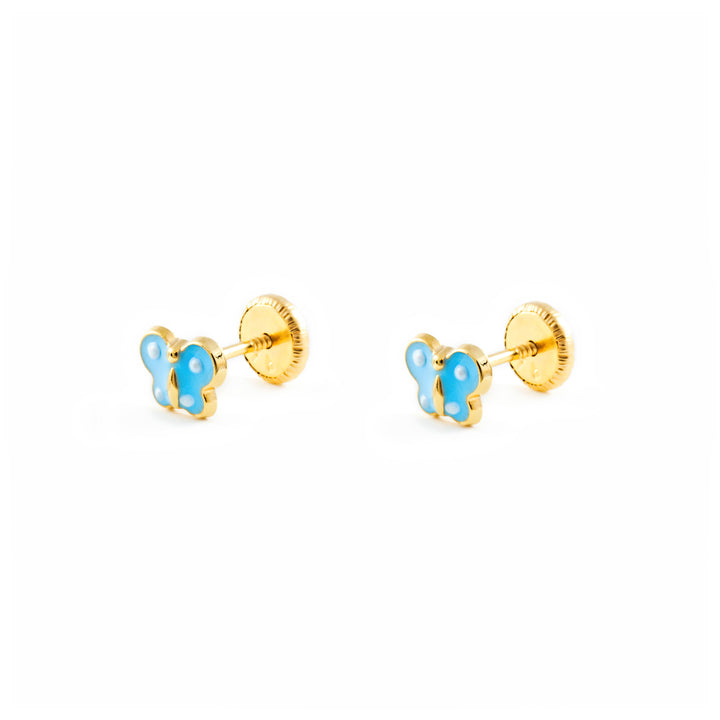 Pendientes Bebe o niña Mariposa Esmalte Azul (9kts)