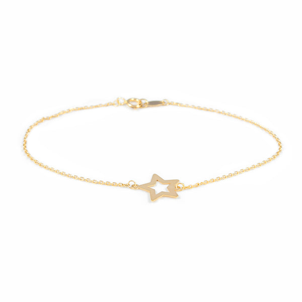  18ct Yellow Gold Star Shine Women's Bracelet 18 cm