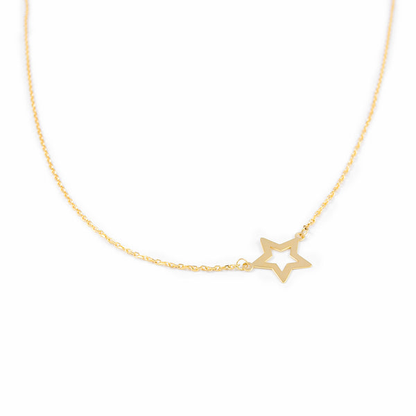 18ct Yellow Gold Star Necklace 45 cm