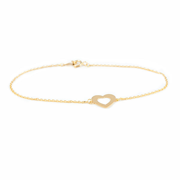  18ct Yellow Gold Heart Shimmer Women's Bracelet 18 cm