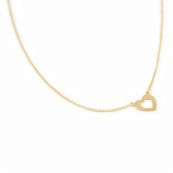 18ct Yellow Gold Heart Necklace 45 cm