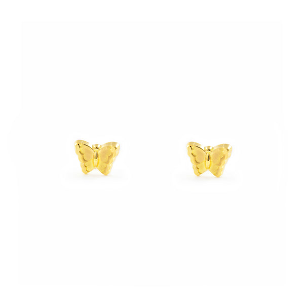18ct Yellow Gold Butterfly Children's Baby Earrings Matte Shine