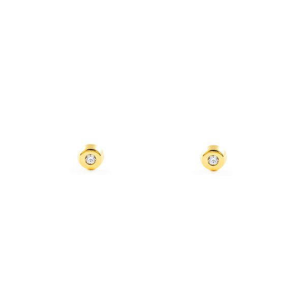 18ct Yellow Gold Round Cubic Zirconia Children's Baby Earrings shine