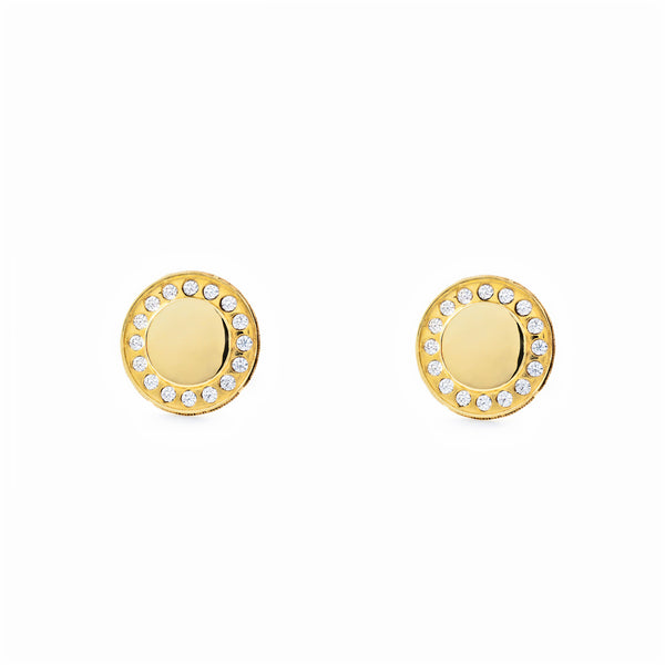 9ct Yellow Gold Round Cubic Zirconias Earrings shine