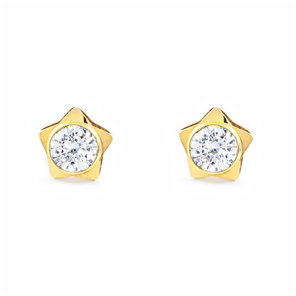 9ct Yellow Gold Star Cubic Zirconia Earrings shine