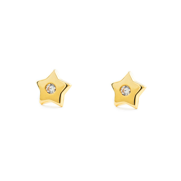 Pendientes Mujer-Niña Oro Amarillo 9K Estrella Circonita Brillo