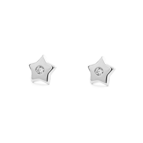9ct White Gold Star Cubic Zirconia Earrings shine