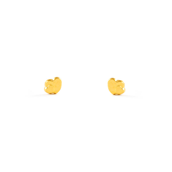 9ct Yellow Gold Heart Children's Baby Earrings shine