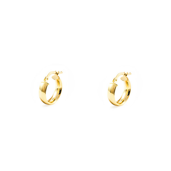 18ct Yellow Gold Hoops Earrings shine 13.5x4 mm